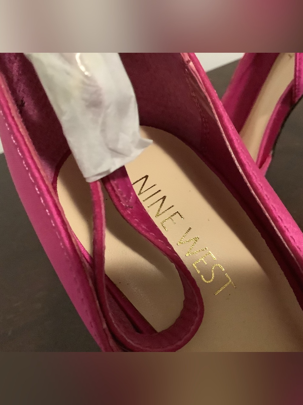 Women's Hot Pink Satin Pom Pom High Heels Nine West - Picture 8 of 8